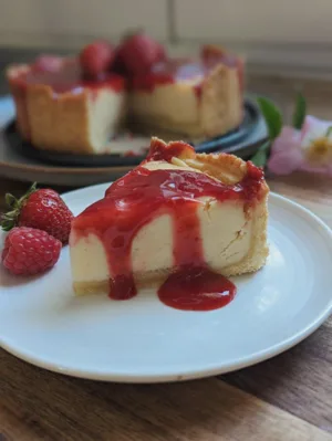 Veganer Cheesecake mit Fruchttopping