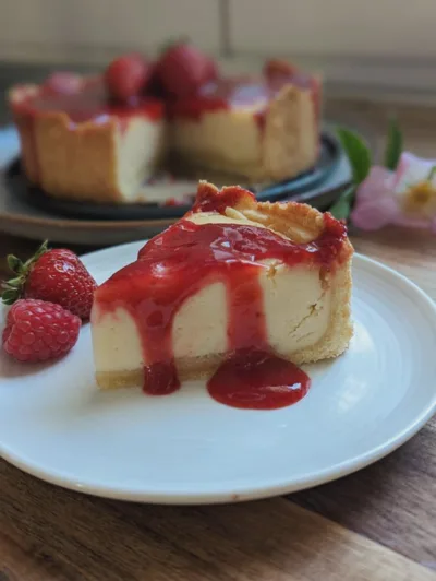 Veganer Cheesecake mit Fruchttopping