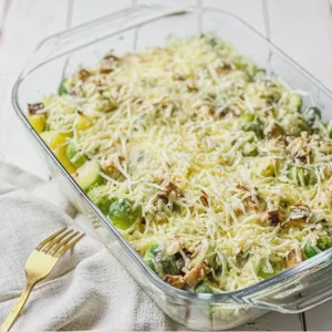 Kartoffel-Rosenkohl-Gratin