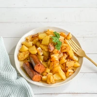 Bratkartoffeln mit Tofuwürstchen