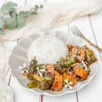 Hoi-Sin-Tofu mit Reis
